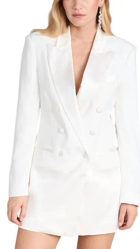 Gibson Blazer Dress W/ Satin In Ivory