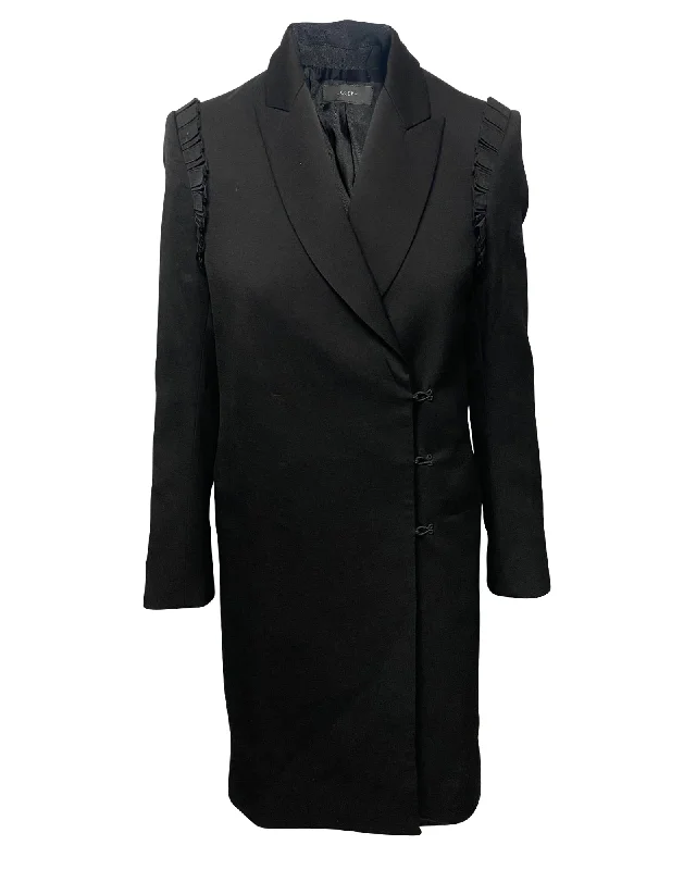 Joseph Ruffled Coat in Black Wool