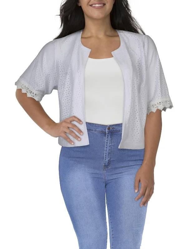 Plus Womens Eyelet Polyester Bolero