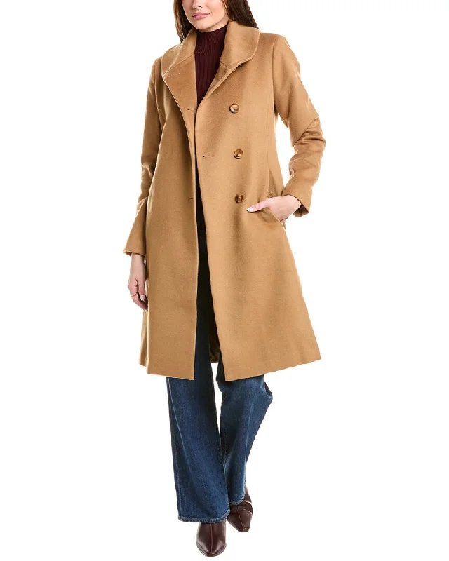 sofiacashmere Round Collar Wool & Cashmere-Blend Coat