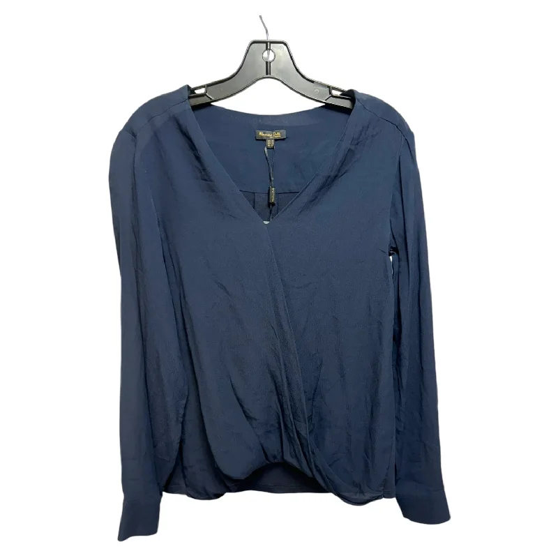 Top Long Sleeve By Massimo Dutti In Navy, Size: M