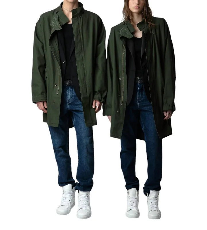 Unisex Kadri Canvas Parka In Kaki