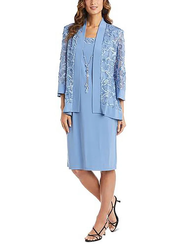 Womens Mesh Soutache Duster Blazer