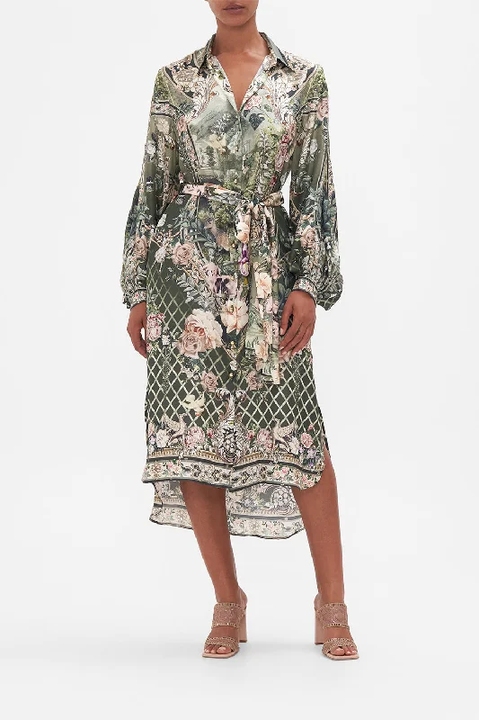 HIGH LOW MIDI SHIRT DRESS GARDEN OF GOOD FORTUNE