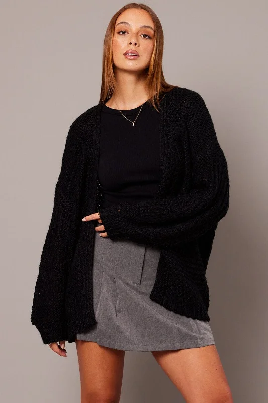 Black Oversized Cardigan Long Sleeve