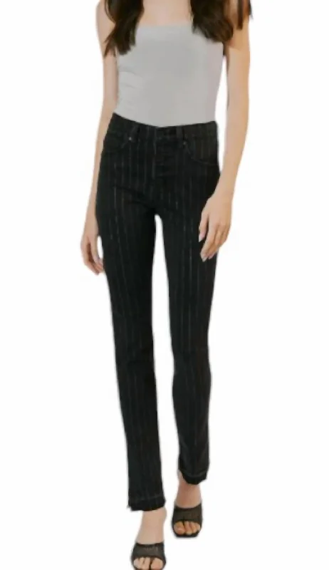 Bootcut Pinstripe Jeans In Black