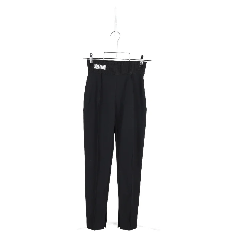 Fendi Stretch-Waist Trouser in Black Wool