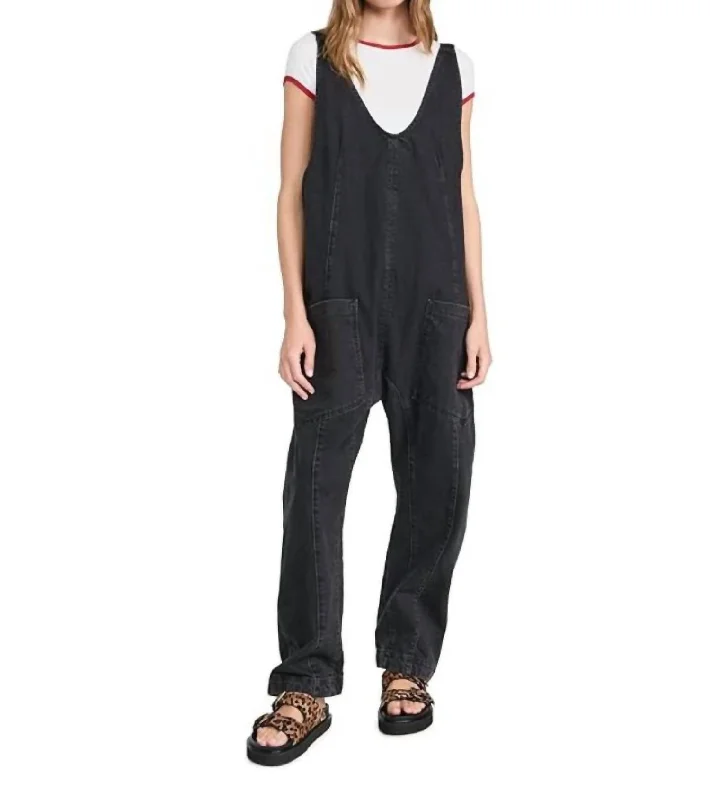 High Roller Scoop Neck Sleeveless Jumpsuit In Mineral Black