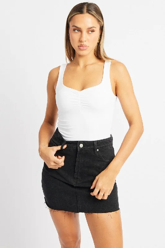 White Bodysuit Sleeveless Modal