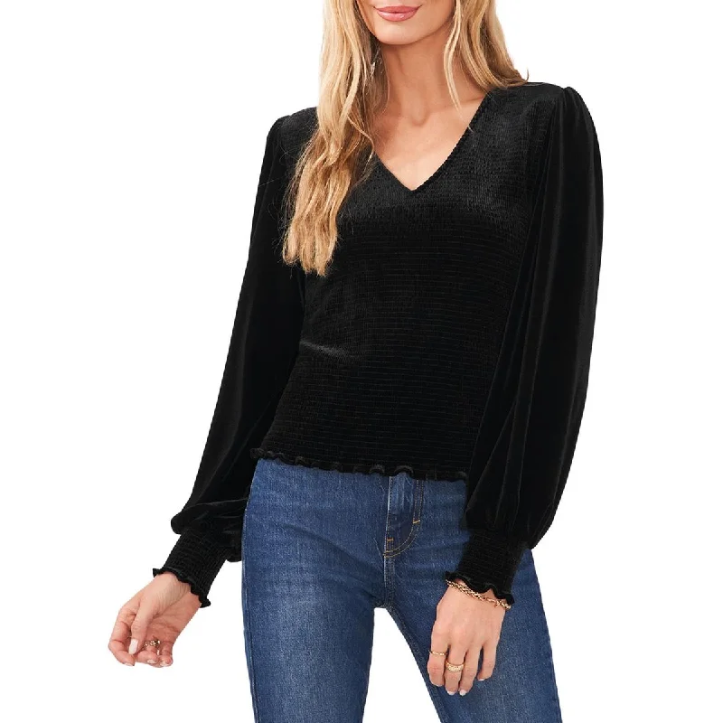 1.State Womens Velvet V Neck Blouse