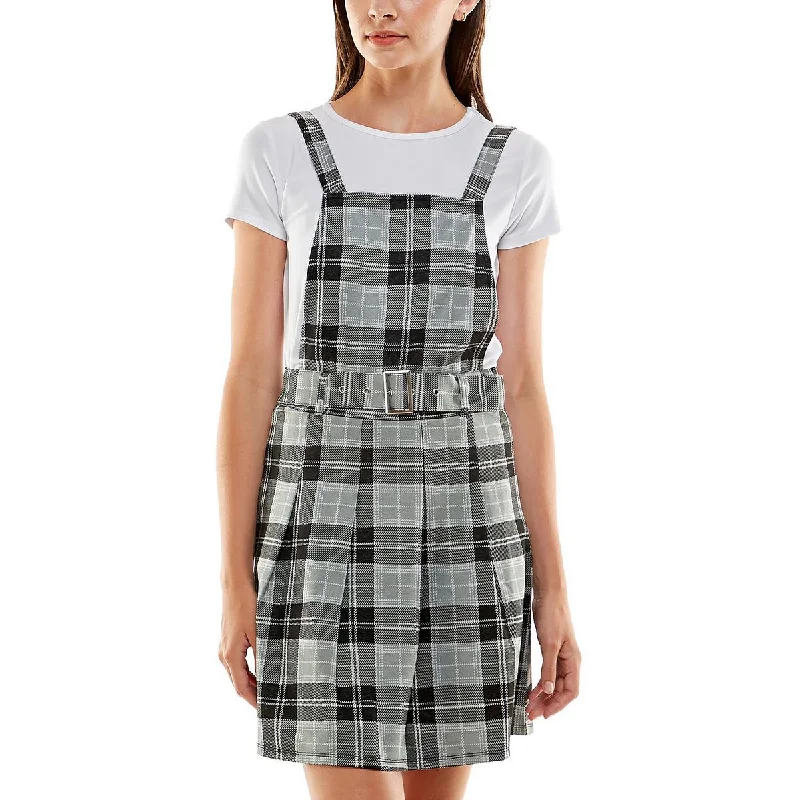 Planet Gold Womens Juniors Woven Plaid Two Piece Dress