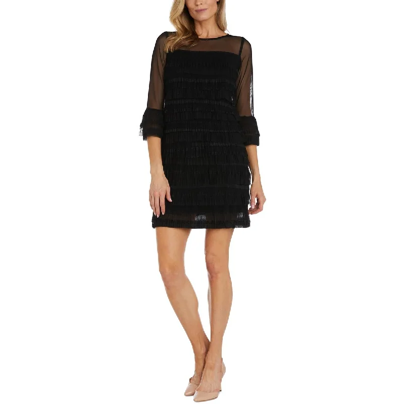 R&M Richards Womens Petites Tiered Mini Cocktail and Party Dress