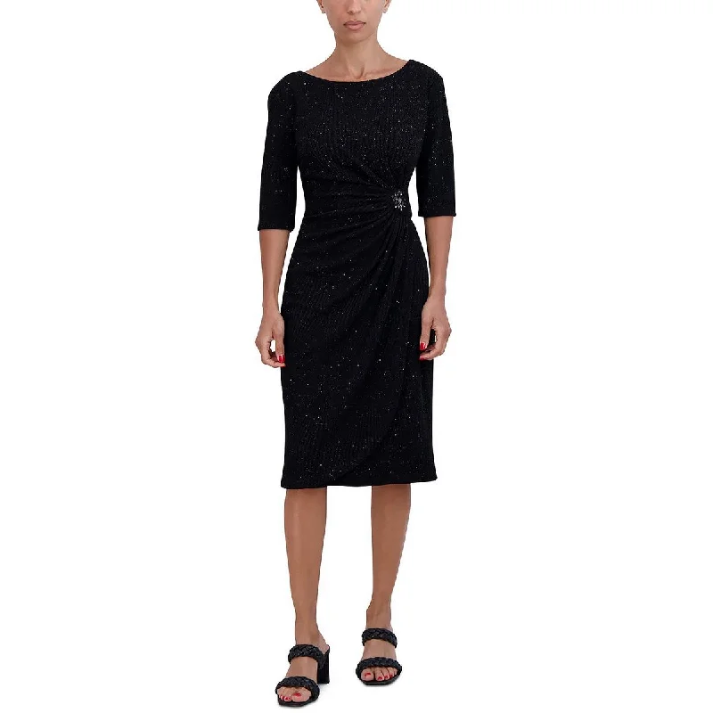 Signature By Robbie Bee Womens Petites Embellished Knit Cocktail and Party Dress