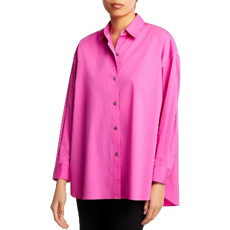 Theory Womens Collared Oversized Button-Down Top