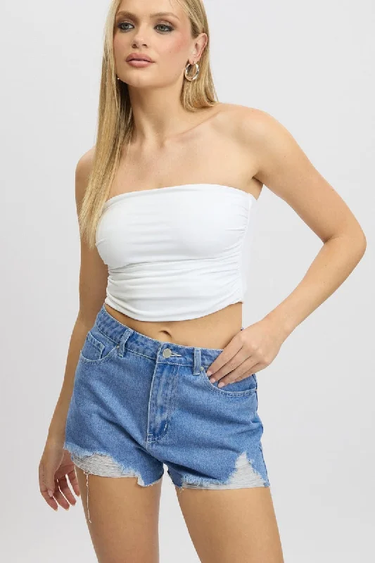 Blue Relaxed Shorts HIgh Rise