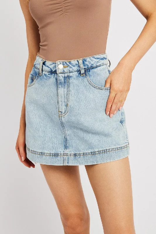 Denim Skort Skirt High Rise